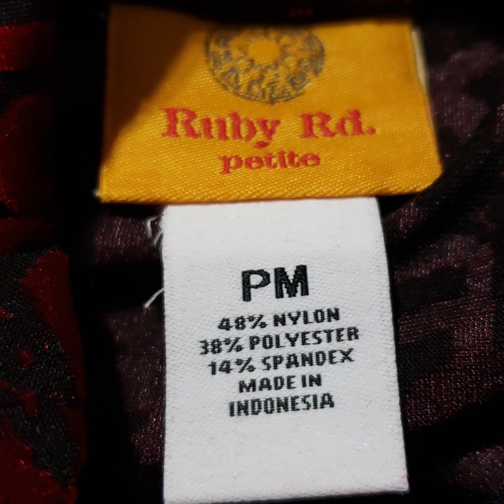 Ruby Rd Cowl Neck Top Red Black Pm - image 7